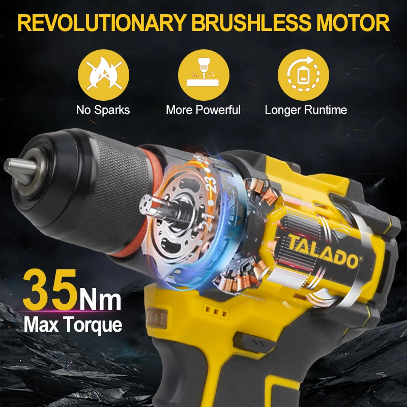 16.8V ブラシレスコードレスドリル 35N.M 高トルクハンドヘルドドリルドライバー家庭用 DIY リフォーム