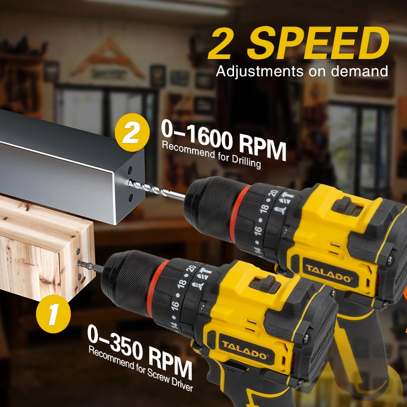 21V ブラシレスコードレスドリルドライバー 35N.M 高トルク交換式バッテリーパワードリル 毎日の修理と改修用